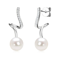 Freshwater pearl drop earrings sterling silver