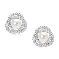 Freshwater pearl halo stud earrings sterling silver