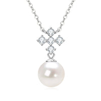 Geometric freshwater pearl necklace sterling silver