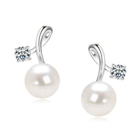 Freshwater pearl leaf stud earrings sterling silver