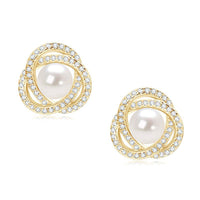 Freshwater pearl halo stud earrings sterling silver