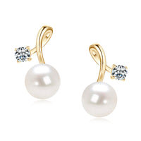 Freshwater pearl leaf stud earrings sterling silver