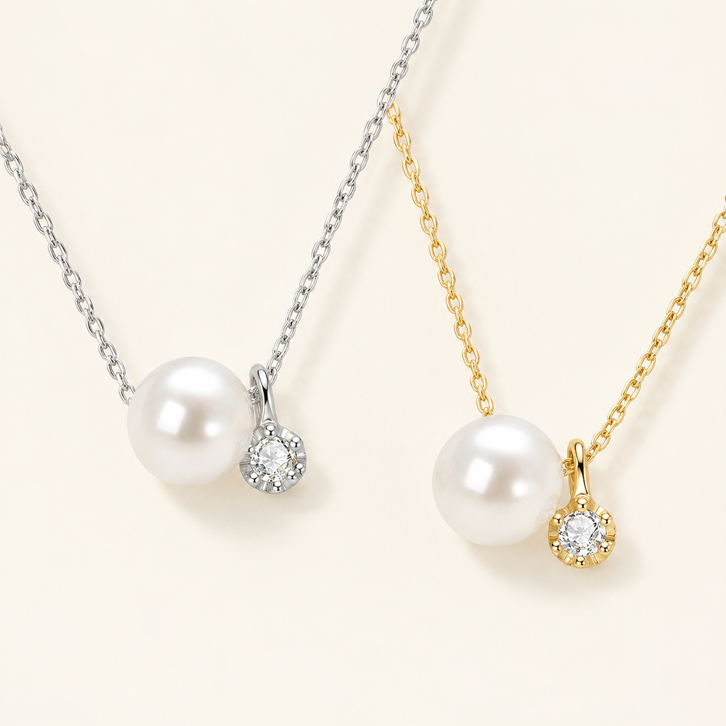 Dainty freshwater pearl necklace sterling silver