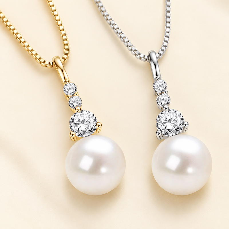 Long freshwater pearl pendant necklace sterling silver