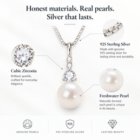 Sterling silver pearl CZ pendant