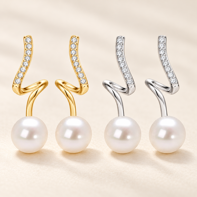 Freshwater pearl drop earrings sterling silver