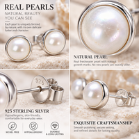 Sterling silver pearl stud detail