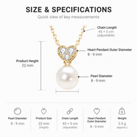 Pearl heart necklace size guide