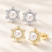 Freshwater pearl starburst stud earrings sterling silver