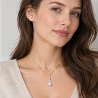 9-10mm pearl long pendant worn