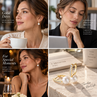 Minimal pearl huggie earrings lifestyle