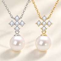 Geometric freshwater pearl necklace sterling silver
