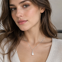 9-10mm pearl long pendant worn