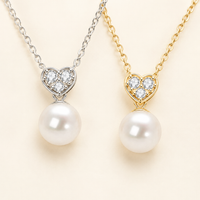 Freshwater pearl heart necklace sterling silver